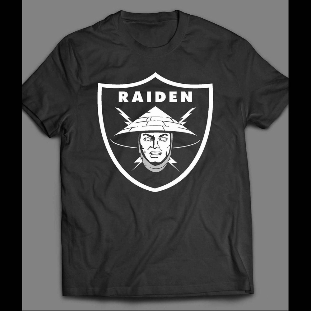 Mortal Kombat Raiden Raiders Shield Mashup Shirt Adult Sizes Black New